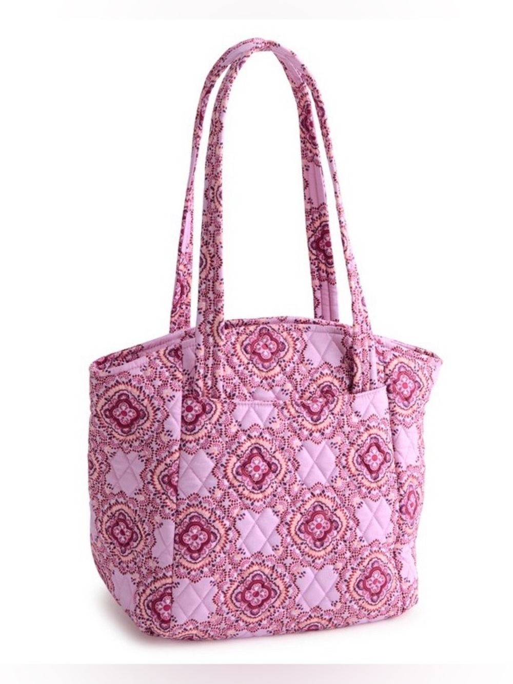 Vera Bradley Womens Cotton Glenna Satchel Purse Lavender Medallion Pink Paisley